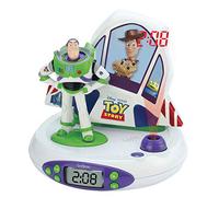 LEXIBOOK Disney Toy Story Buzz & Woody Radio Reloj proyector, luz de Noche, proyecten la Hora en el Techo, Efectos de Sonido, Funciona con Pilas, Blanco/Verde, RP505TS