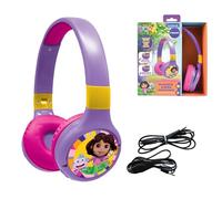 LEXIBOOK, Dora la Exploradora, Auriculares 2 en 1 Bluetooth y con Cable con micrófono y botón de Control, Plegables y Ajustables, Batería Recargable de Larga duración, HPBT010DORLXB