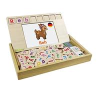 LEXIBOOK EDU100i3 Buchstaben Bio Toys School, Bilingüe Alemán/Inglés, de Madera, 50 Tarjetas de Palabras, Alfabeto, Juego Educativo