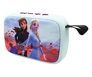 LEXIBOOK, Frozen, Altavoz Bluetooth Portátil, BT018FZ | Inalámbrico, estéreo TWS, USB-C, tarjeta SD/TF, batería recargable, micrófono integrado, azul y morado
