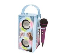 LEXIBOOK, Frozen, Altavoz Luminoso Bluetooth portátil con micrófono, Efectos de luz, Karaoke, inalámbrico, USB, Tarjeta SD, batería Recargable, Azul/Morado, BTP180FZZ
