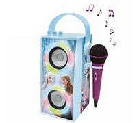 LEXIBOOK, Frozen, Altavoz Luminoso Bluetooth portátil con micrófono, Efectos de luz, Karaoke, inalámbrico, USB, Tarjeta SD, batería Recargable, Azul/Morado, BTP180FZZ