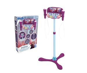 Lexibook, Frozen, Altavoz luminoso con soporte para niños, juego musical de juguete, altura ajustable, efectos de luz, 2 micrófonos incluidos, enchufe MP3, enchufe de cable Aux-in, morado/azul, S160FZ
