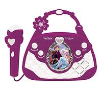 LEXIBOOK Altavoz de karaoke y música Disney The Ice Queen en diseño de bolso con micrófono, cambiador de voz y cable de entrada de audio