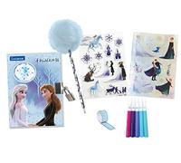 LEXIBOOK, Frozen, Diario Secreto electrónico con Efectos de luz, Hojas Adhesivas con Llave y candado, bolígrafo con pompón, Azul/Morado, SD30FZ