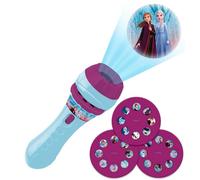 LEXIBOOK, Disney Frozen, Proyector de Cuentos, Linterna y proyector con 3 Discos, 24 imágenes, CREA Tus Propios Cuentos, Azul/Morado, LTC050FZ