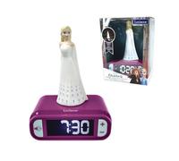 LEXIBOOK - Disney Frozen 2 Elsa Reloj Despertador con Luz Nocturna y Sonidos con Pantalla LCD Digital y Elsa luz de Noche integrada, Color Azul - RL800FZLXB