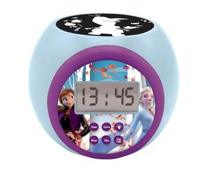 LEXIBOOK, Frozen Reloj Despertador Proyector, RL977FZ | Proyección de techo, temporizador, pantalla LCD, snooze, funciona con pilas, azul/morado