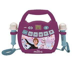 LEXIBOOK, Frozen Reproductor Karaoke, MP320FZZ | Bluetooth, 2 micrófonos, cambiador de voz, función grabación, recargable