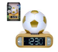 Lexibook, Fútbol 3D Reloj Despertador Luz Nocturna, RL800FO1LXB | Sonidos y melodías, pantalla LCD retroiluminada, luminoso, snooze, negro