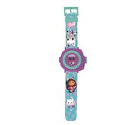 Lexibook, Gabby's Dollhouse, Reloj de proyección Ajustable con Pantalla Digital, 20 imágenes de la Serie Casa de Muñecas de Gabby, para niños, Azul/Morado, DMW050GDHLXB