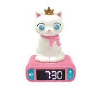 Lexibook Despertador Gatito – Pantalla LCD digital y luz de noche integrada, rosa/blanco