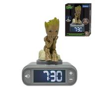 LEXIBOOK, Marvel Guardianes de la Galaxia, Reloj Despertador con luz Nocturna Groot, Sonidos y melodías, Pantalla LCD retroiluminada, Iluminado, Snooze, Gris/Marrón, RL800GGLXB