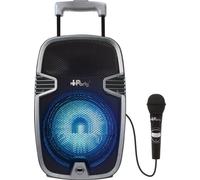 Lexibook Iparty - Altavoz Luminoso Bluetooth con Asa y Ruedas, Micrófono, Puertos USB, SD, TF, MMC y Aux-In, Entrada Instrumento, Mando a Distancia, Batería Recargable (Lexibook K8250), Gris