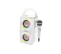 LEXIBOOK BTP180Z - iParty-Altavoz portátil Bluetooth micrófono, Efectos de luz, Karaoke, inalámbrico, USB, Tarjeta SD, batería Recargable, Blanco