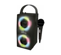 LEXIBOOK, iParty, Altavoz Luminoso Bluetooth portátil con micrófono, Efectos de luz, Karaoke, inalámbrico, USB, Tarjeta SD, batería Recargable, Negro, BTP180BKZ