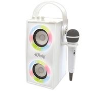 LEXIBOOK, iParty, Altavoz Luminoso Bluetooth portátil con micrófono, Efectos de luz, Karaoke, Inalámbrico, USB, Tarjeta SD, Batería Recargable, Blanco, BTP180Z