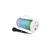 Lexibook, iParty, Draagbare Bluetooth-luidspreker met microfoon, Stereo, lichteffecten, draadloos, karaoke, FM-radio, USB, SD-kaart, oplaadbare batterij, wit, BTP585Z