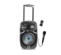 Lexibook IParty Karaoke Bluetooth®, con Ruedas y Efectos Luminosos y 1 Micrófono Incluido, Batería Recargable, Negro/Argén, K8250LXB