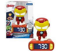 LEXIBOOK, Marvel Iron Man, Reloj Despertador con luz Nocturna Iron Man, Sonidos y melodías, Pantalla LCD retroiluminada, Luminoso, Snooze, RL800AV2