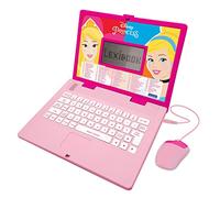 LEXIBOOK JC598DPi1 - Laptop educativa y bilingüe de Las Princesas de Disney, francés/inglés, con 124 Actividades: matemáticas, dactilografía, lógica, Lectura de Reloj, Juegos y música