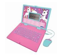 LEXIBOOK JC598UNIi1 Unicornio Educativo y Bilingüe Portátil Francés/Inglés Juguete para Niños con 124 Actividades para Aprender Matemáticas, Dactilografía, Lógica, Lectura Reloj, Jugar Juegos y