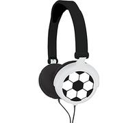 Lexibook- k Auriculares estéreo Football, potencia apta para niños, plegable y ajustable, negro/blanco, Color, (HP015FO)