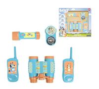LEXIBOOK, Kit de Aventurero Bluey con Walkie-Talkies Alcance 120m, binoculares y brújula, Azul Amarillo, RPTW12BYLXB