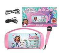 Lexibook, La Casa de Muñecas de Gabby, Altavoz luminoso inalámbrico con micrófono, Sonido estéreo, Función karaoke, Puertos USB y para tarjetas SD, Batería recargable, Asa de transporte, BTP585GDHZLXB