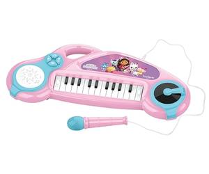 Lexibook, La Casa de Muñecas de Gabby, Piano electrónico para niños con Efectos Luminosos, micrófono, batería, Altavoz Integrado, melodías de demostración, Lector DJ, Rosa/Azul, K704GDH