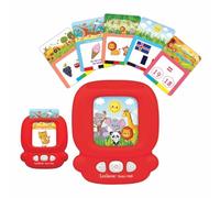 LEXIBOOK, Lector de Tarjetas Interactivo bilingüe, Español/Inglés, 150 Tarjetas de Doble Cara, Tarjetas de Preguntas y Vocabulario, Rojo, JCR10i2LXB