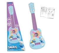 LEXIBOOK, Los Pitufos, Mi Primera Guitarra para niños, 6 Cuerdas de Nylon, 53 cm, Guía incluida, Azul, K200SFLXB