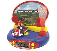 LEXIBOOK, Super Mario, Reloj Despertador con proyector para niños, Luz Nocturna y proyección de la Hora en el Techo, Efectos de Sonido, Funciona con Pilas, Azul/Rojo, RP500NI