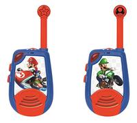LEXIBOOK, Mario Kart, Walkie-Talkies Digitales para niños, 2 km de Alcance de transmisión, función de luz Morse, Clip para el cinturón de Transporte, Funciona con Pilas, Azul/Rojo, TW25NI