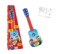 Lexibook, Mario & Luigi Mi Primera Guitarra, K200NILXB | Guitarra 53 cm, 6 cuerdas nailon, guía de aprendizaje, azul/rojo