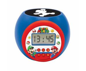 LEXIBOOK, Mario Reloj Despertador Proyector, RL977NI | Proyección de techo, temporizador, pantalla LCD, snooze, funciona con pilas