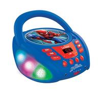 LEXIBOOK - Marvel Spider-Man - Lector de CD Bluetooth para niños - Portátil, Efectos Multicolores, Entrada para micrófono, AUX IN, AC o Funciona con batería, Niñas, Niños, Azul/Rojo, RCD109SPLXB