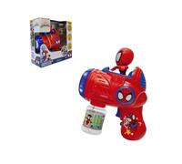 LEXIBOOK, Marvel Spidey y su superequipo Lanzador de Burbujas electrónico, Figura 3D de Spidey, Efectos de luz y Sonido de la Serie, Solución de Burbujas de 100 ml incluida, Azul/Rojo, PRB30SP