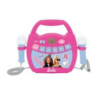 LEXIBOOK, Mattel Barbie - Reproductor Digital de Karaoke portátil para niños, micrófonos, Efectos de luz, Bluetooth, Funciones de grabación y Cambiador de Voz, Rosa, MP320BBZLXB