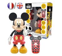 LEXIBOOK MCH01i1 Disney Bilingüe Mickey Robot-inglés/francés, 100 cuestionarios educativos, Efectos de luz, Baile, programable, articulado, Negro/Rojo, Mediano