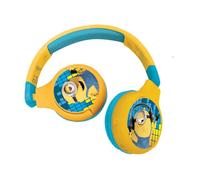 LEXIBOOK - Mi Villano Favorito - Auriculares 2 en 1 Bluetooth y con Cable, Estéreo, inalámbricos, con Cable, limitación de Sonido, Plegables, Ajustables, batería Recargable, Amarillo, HPBT010DES