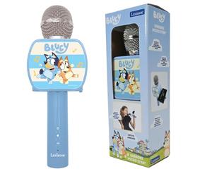 LEXIBOOK, Micrófono Bluey inalámbrico con altavoz, función de cambio de voz, soporte retráctil para teléfono y opción Bluetooth, azul, MIC240BY