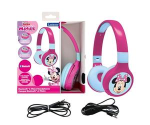 LEXIBOOK, Minnie, Auriculares Bluetooth, HPBT010MNLXB | Bluetooth y cable 2 en 1, micrófono, botón de control, batería recargable, rosa