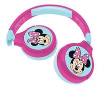 LEXIBOOK - Minnie Mouse - Auriculares Infantiles 2 en 1 Bluetooth y con Cable, Estéreo, inalámbricos, con Cable, limitación de Sonido, Plegables, Ajustables, Rosa/Azul, HPBT010MN