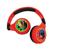 LEXIBOOK, Miraculous Ladybug Cat Noir, 2 en 1 Auriculares Bluetooth para niños, Stereo Wireless Wired, Kids Safe Volume, Plegable, Ajustable, Rojo, HPBT010MI