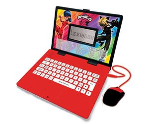 Lexibook, Miraculous Ladybug Cat Noir Bilingüe Portátil Educativo Inglés y Alemán 124 Actividades, Matemáticas, Lógica, Música, Reloj, Juegos, Juguetes para Niñas JC598MIi3