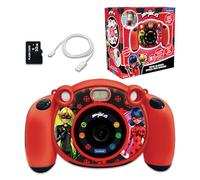 Lexibook- Zagtoon Miraculous Ladybug Cat Noir-Cámara Infantil 4 en 1 con Funciones de Foto, vídeo, Audio y Juego, Tarjeta SD de 32 GB incluida, Color Rojo (DJ080MI)