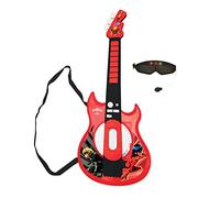 Lexibook, Miraculous Ladybug Cat Noir, Guitarra electrónica Luminosa con micrófono, Gafas con micrófono, melodías, 2 Modos de Juego, Entrada para MP3, Negro/Rojo, K260MI