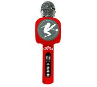 LEXIBOOK, Miraculous Ladybug Cat Noir, Micrófono inalámbrico con Altavoz y Luces, Bluetooth®, función de Cambio de Voz, Efectos de luz, Puerto Micro SD, USB, Plateado/Rojo, MIC260MI