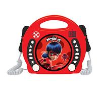 Lexibook, Miraculous Ladybug Cat Noir, Reproductor de CD portátil con micrófonos, Reproductor de música, Repetición y programación, Karaoke, Toma de Auriculares, Rojo, RCDK100MI
